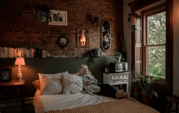 Woman resting in bed